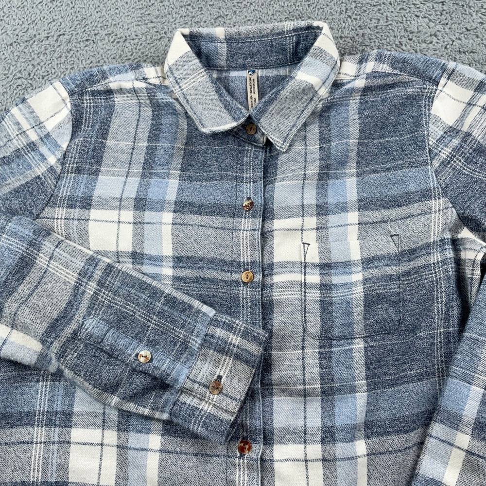 Kuhl Shirt Womens Small Blue Plaid Kamila Flannel Button Down Casual Outdoor